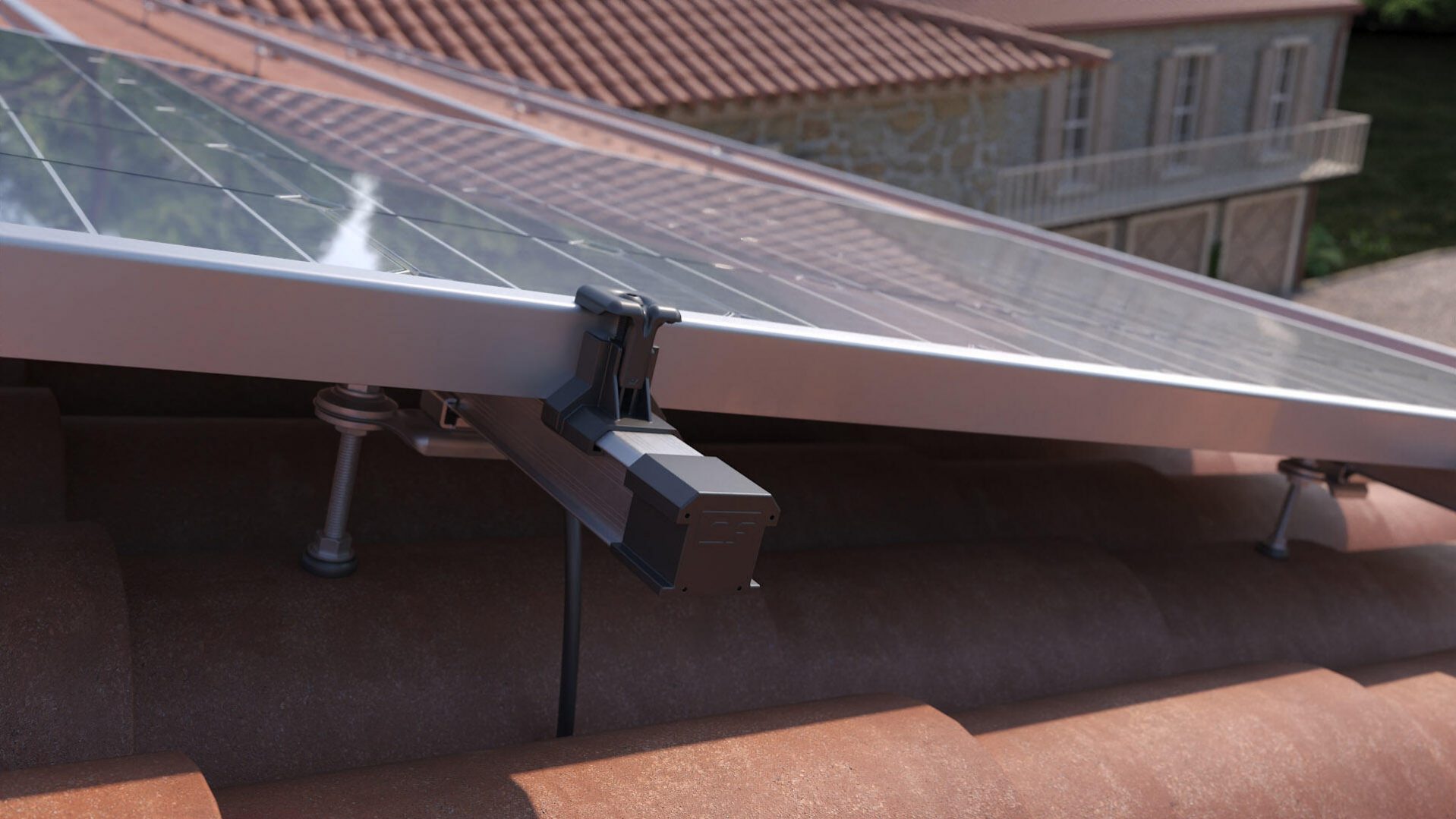 Kit de Fixation 2 panneaux solaires pour toit en tuile sur 2